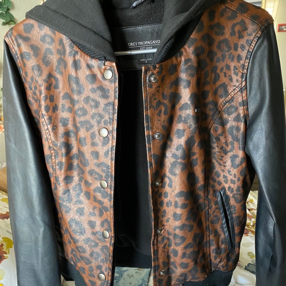 OBEY Leopard Leather Jacket